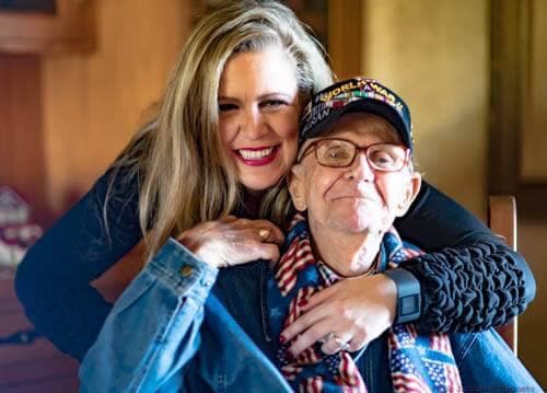 Kerri Jamison Brutto with her grandfather, a World War II veteran